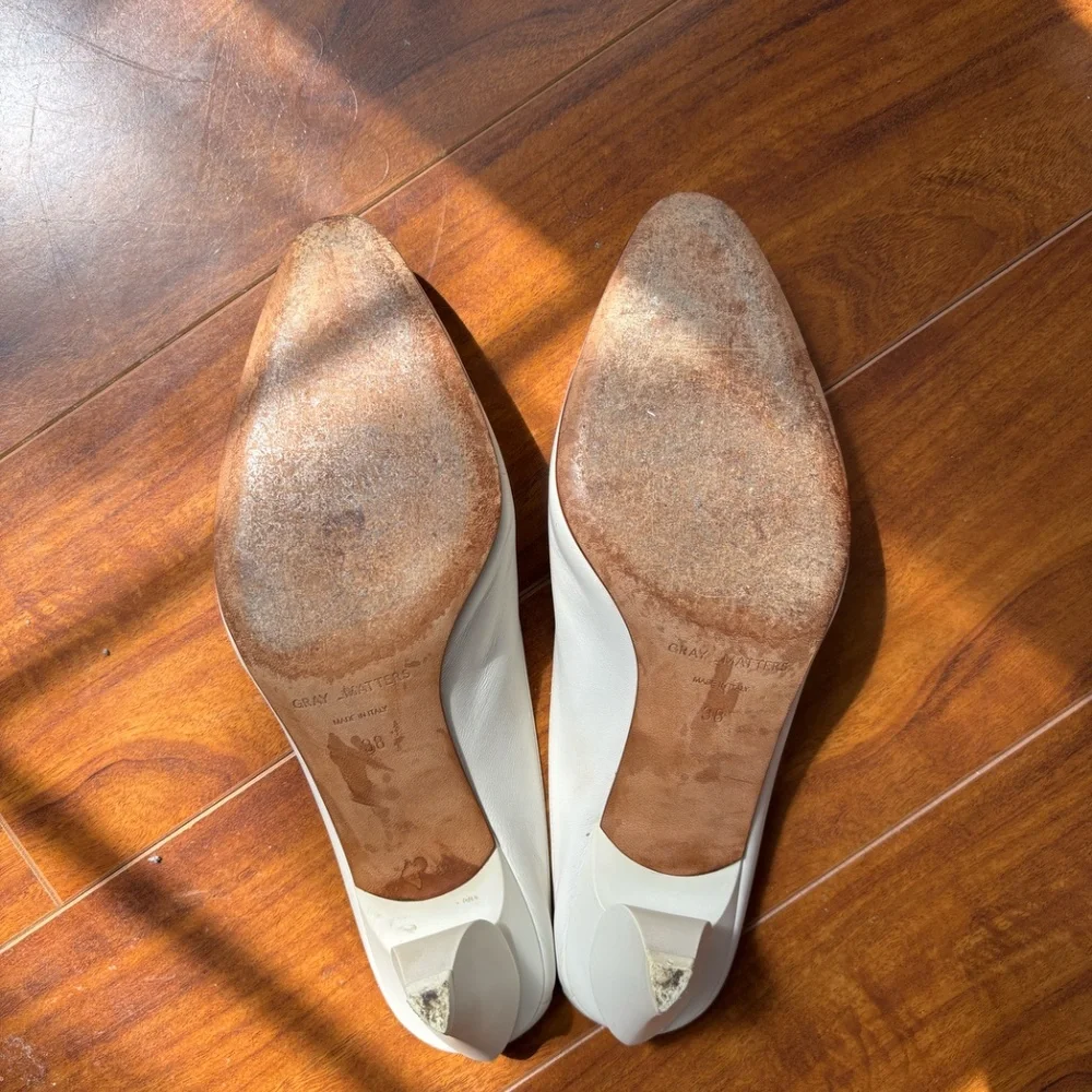 Gray Matters Annastar Mules - White - Includes Box, Dust Bag, & Heel Caps - Picture 5 of 10